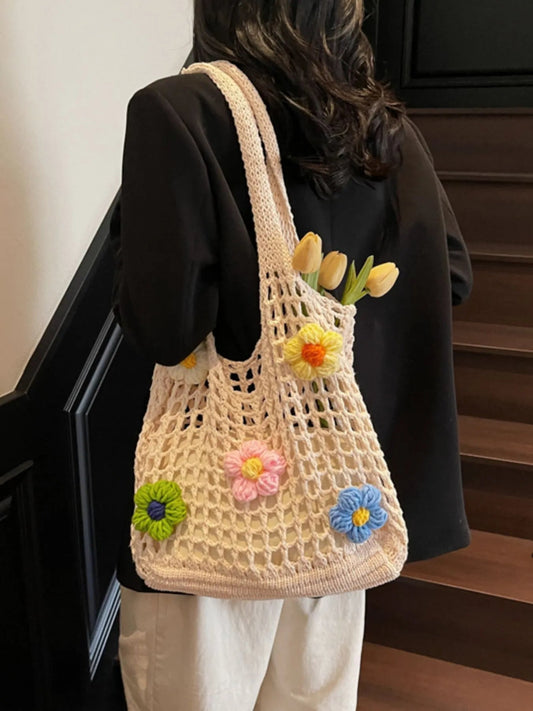 Colorful Floral Crochet Shoulder BagBag