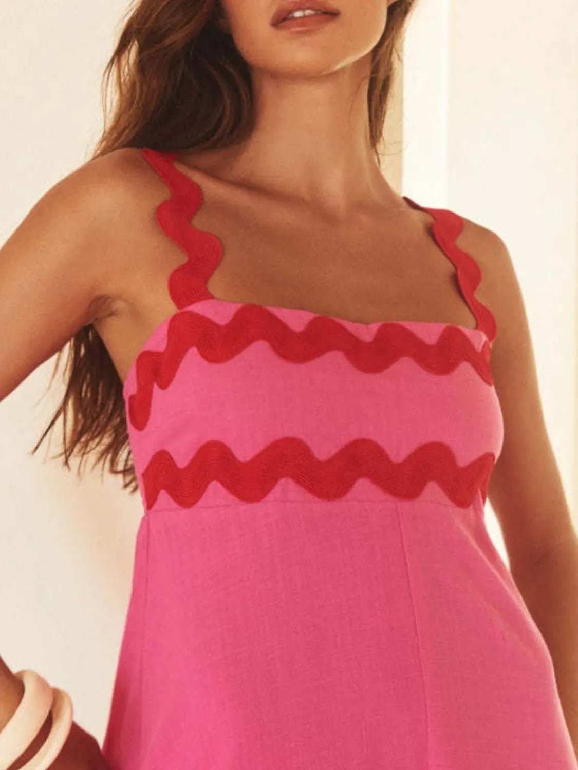 Contrast Trim Square Neck Maxi Cami Dress