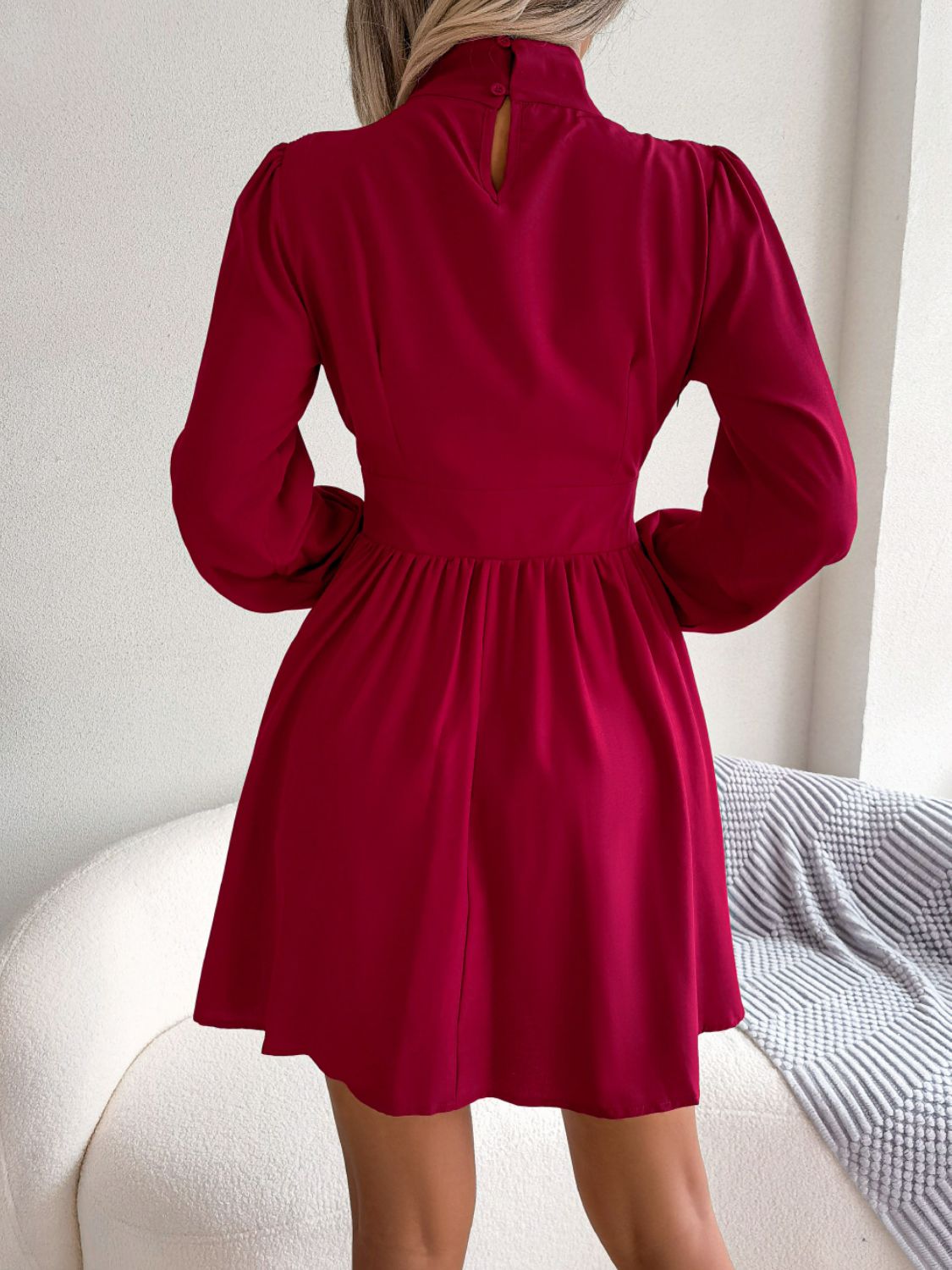 Cutout Turtleneck A - Line Mini Dress