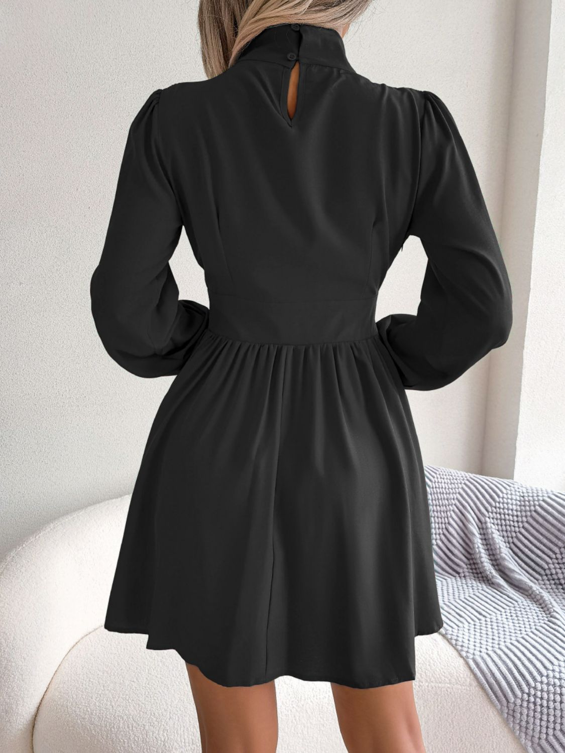 Cutout Turtleneck A - Line Mini Dress