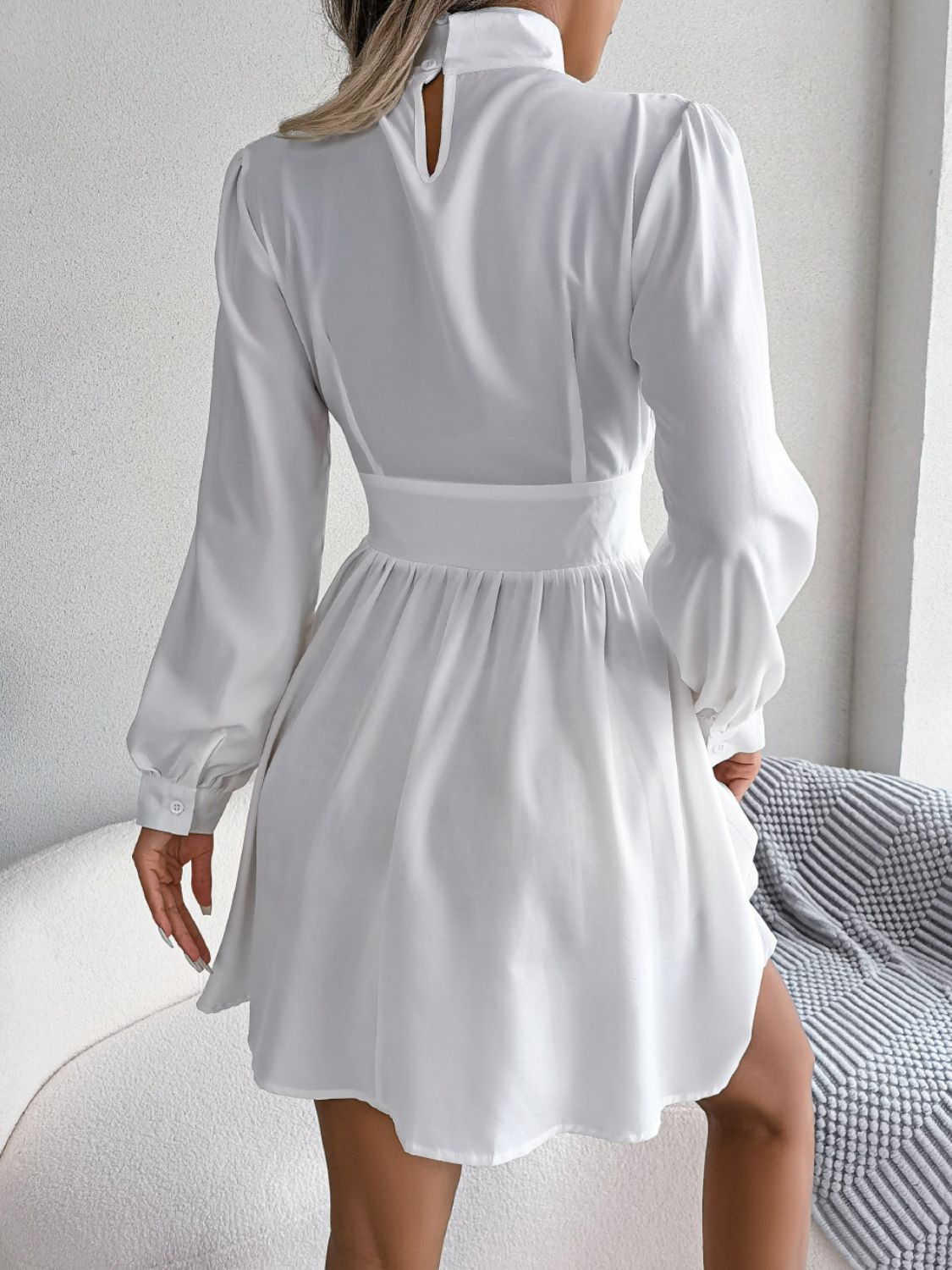 Cutout Turtleneck A - Line Mini Dress