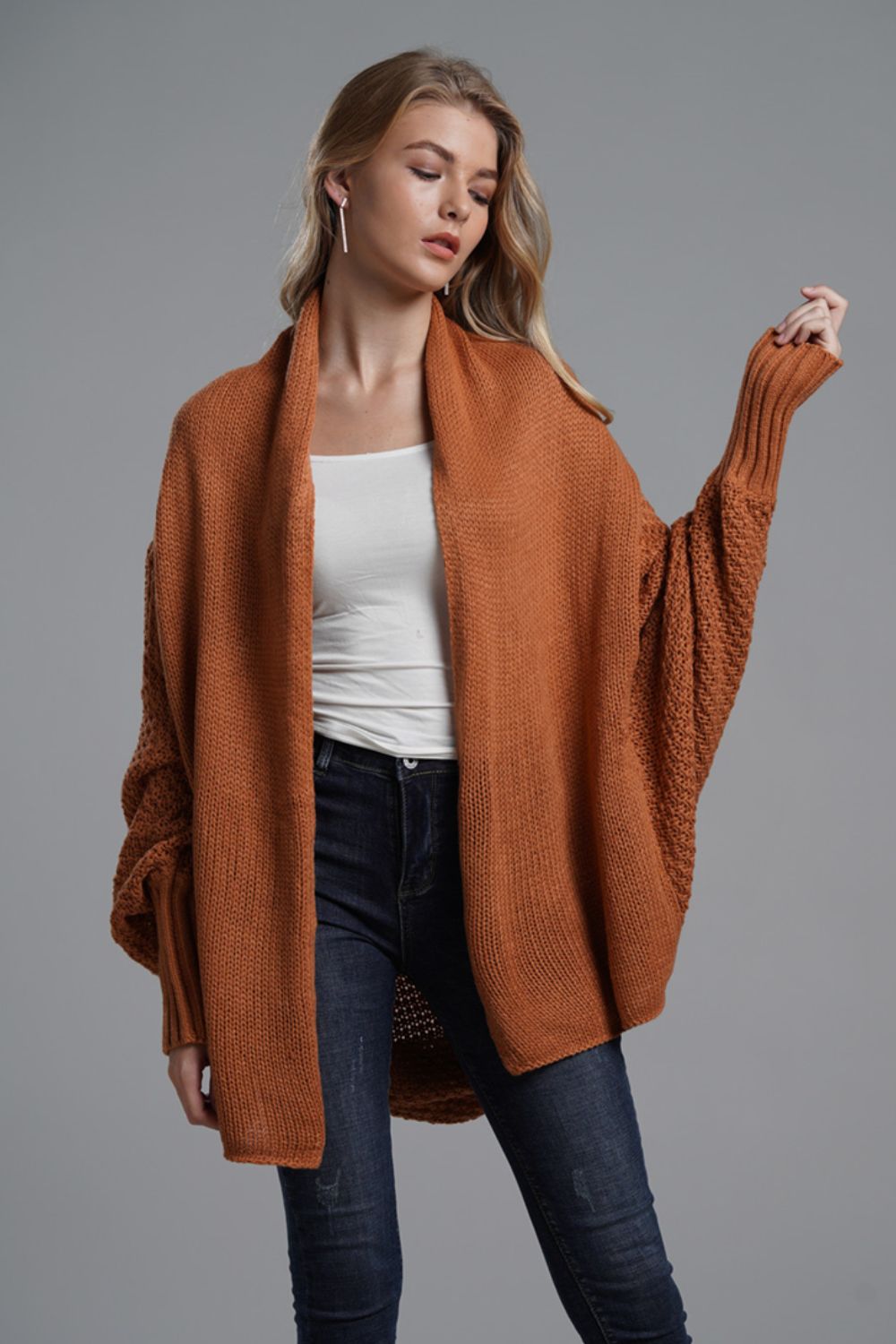 Open Front Batwing Sleeve Cardigan - ClassiQ