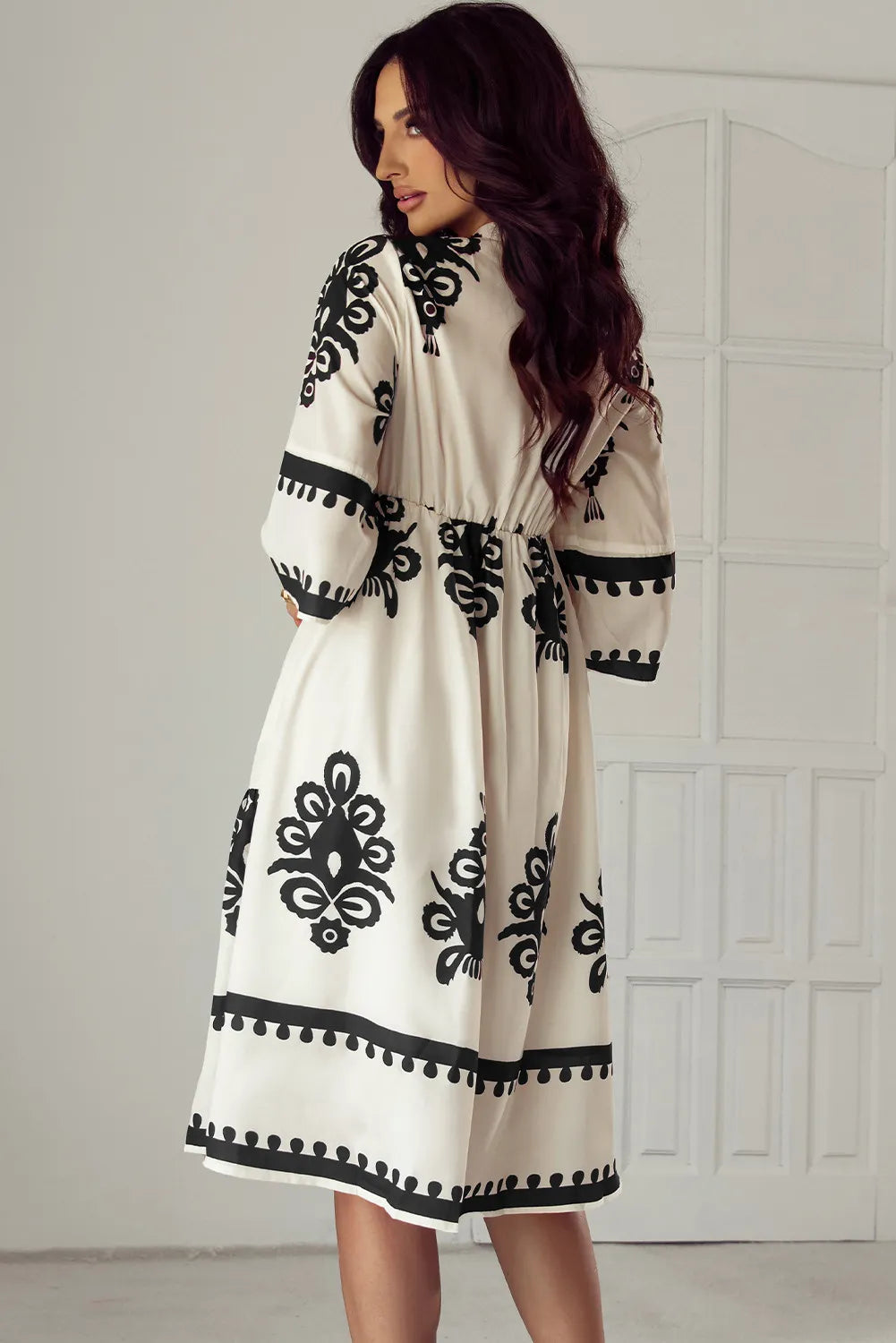 Printed Half Sleeve Knee Length Dress - Classique Collection