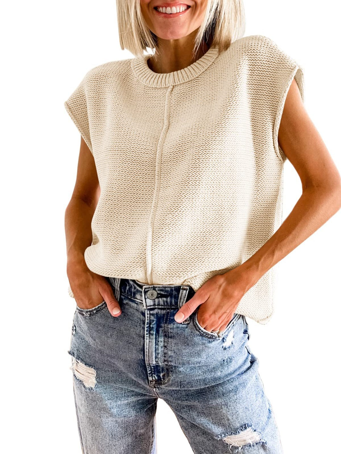 Cap Sleeve Sweater Vest - ClassiQ