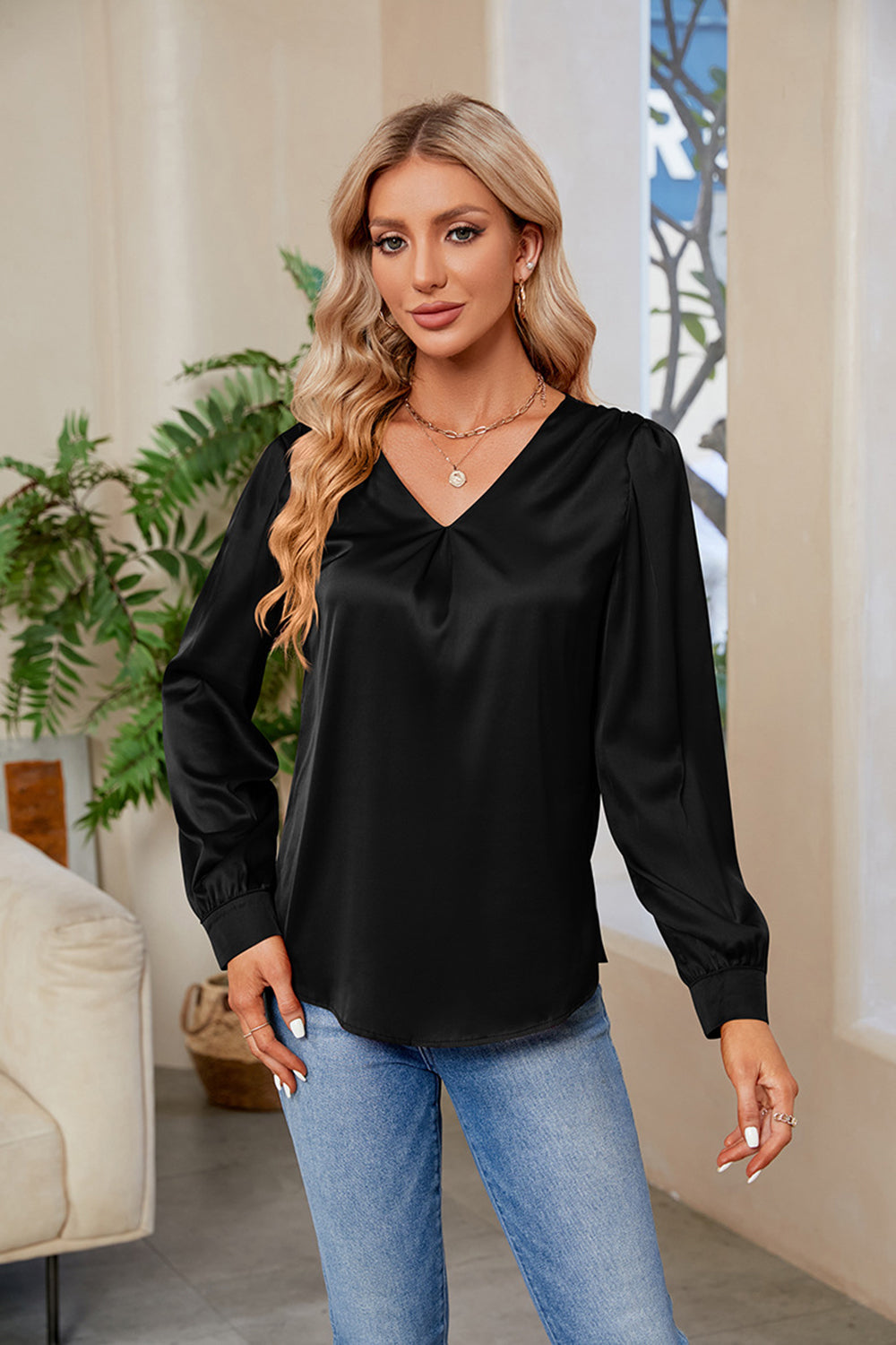 V-Neck Long Sleeve Top - Classique Collection