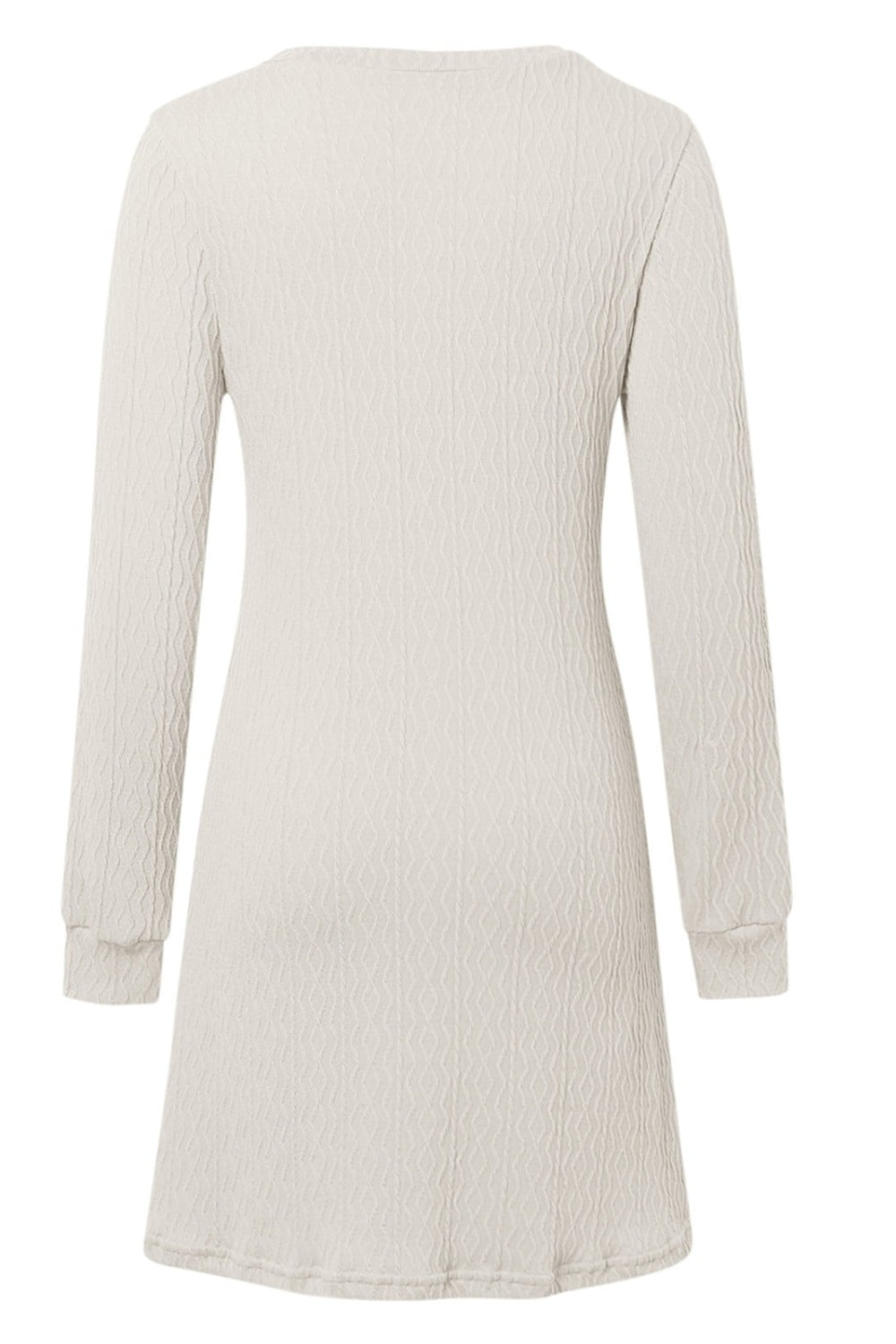 Texture V-Neck Long Sleeve Dress - Classique Collection