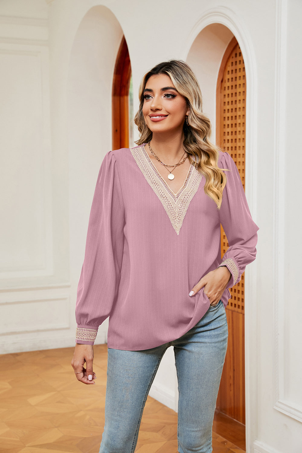 Contrast Puff Sleeve Blouse - Classique Collection