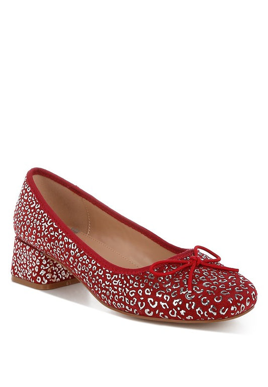 Ningen Leopard Print Block Heel Ballerinas - Classique Collection