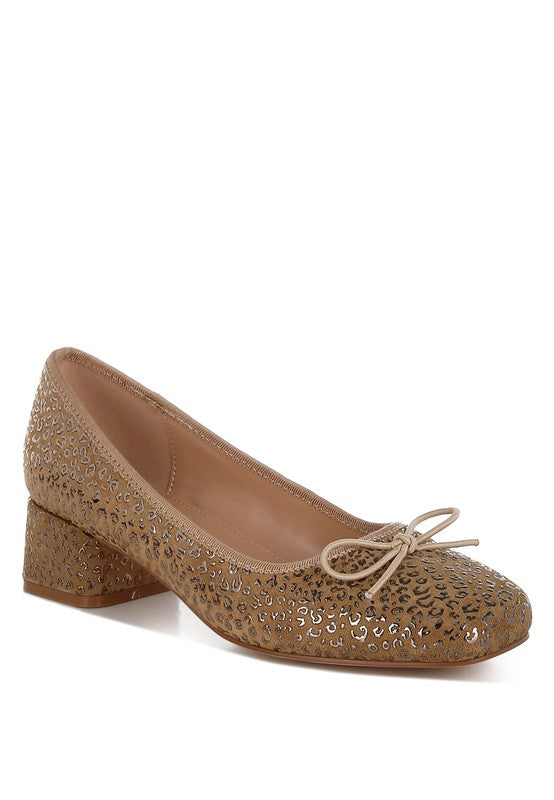 Ningen Leopard Print Block Heel Ballerinas - Classique Collection