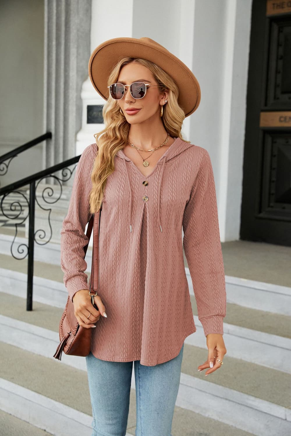 Long Sleeve Hooded Blouse - Classique Collection