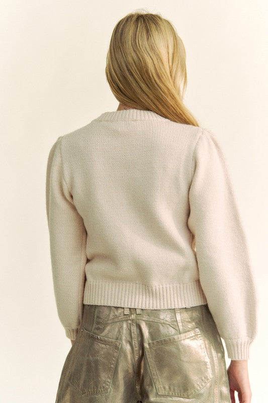 Davi & Dani Crochet Strawberry Round Neck Sweater - Classique Collection