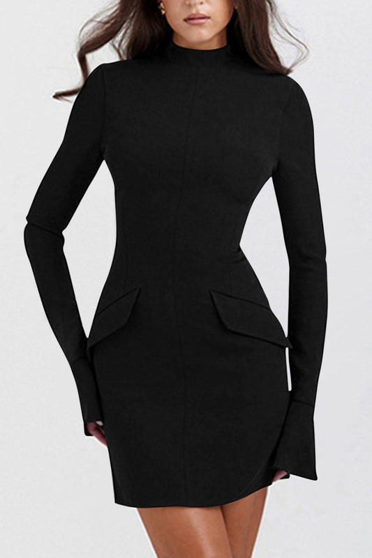 Mock Neck Long Sleeve Mini Dress - Classique Collection