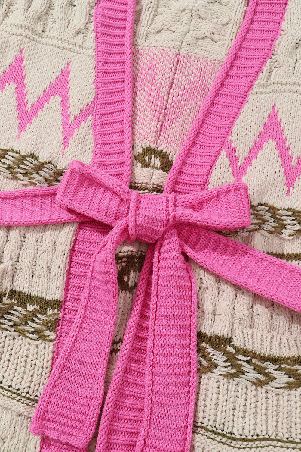 Contrast Tied Open Front Cardigan - Classique Collection