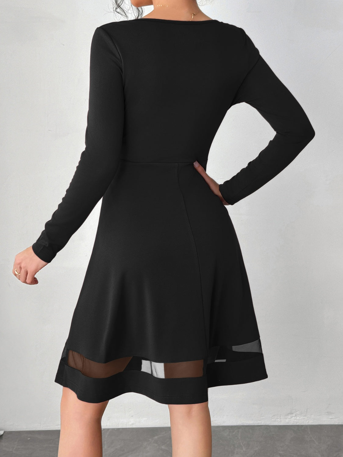 Square Neck Long Sleeve Mini Dress - Classique Collection