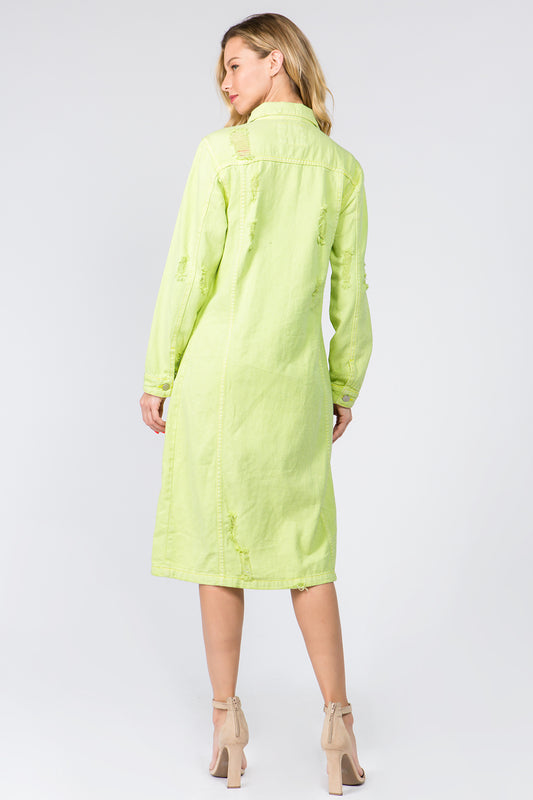 American Bazi Button Up Distressed Denim Dress - Classique Collection