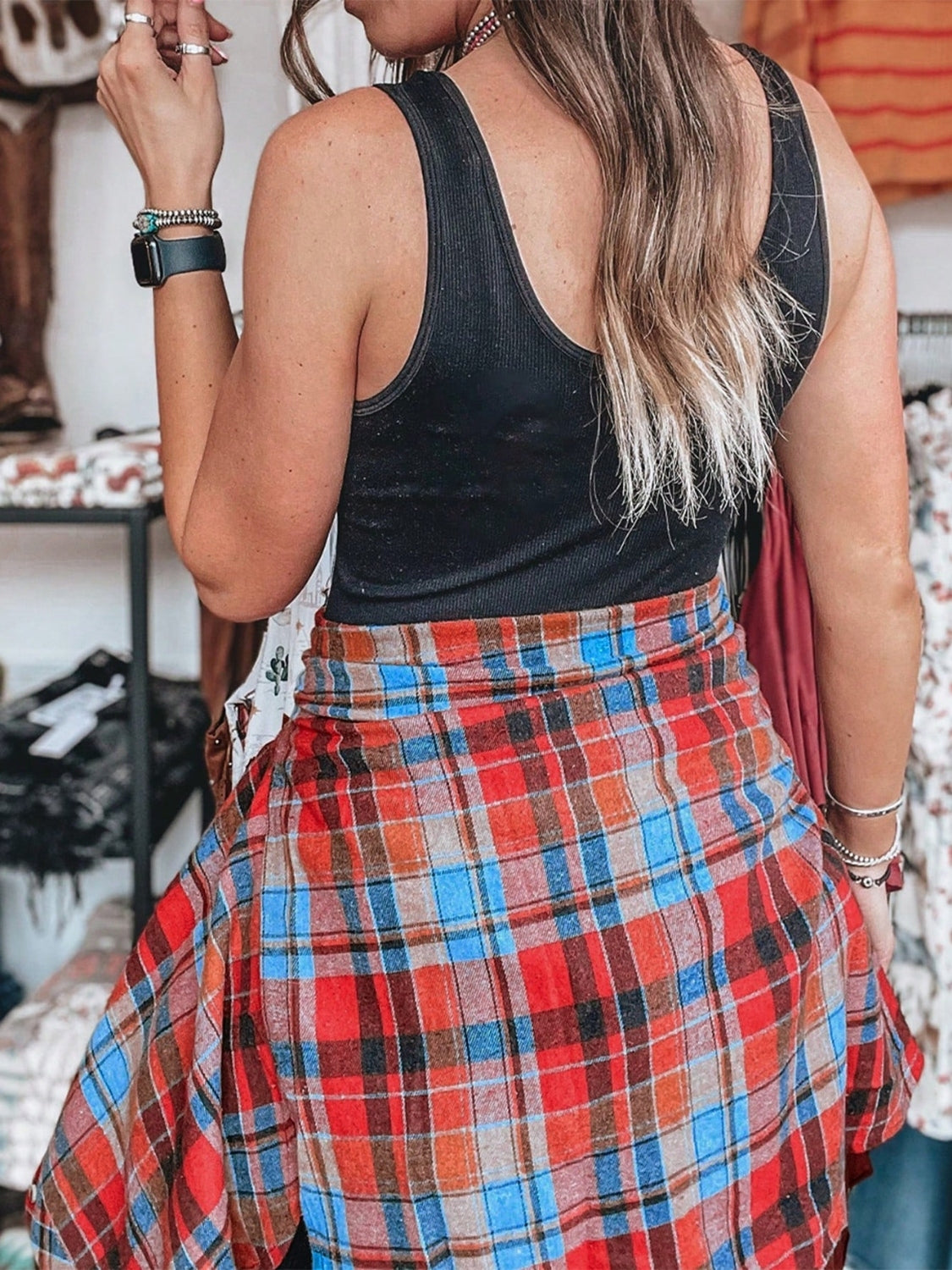 Plaid Collared Neck Long Sleeve Shirt - Classique Collection