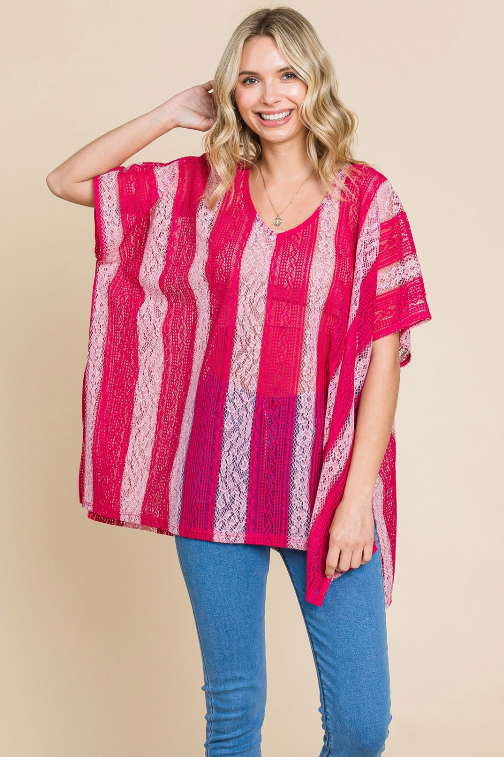 Cotton Bleu by Nu Label V Neck Drop Shoulder Oversize Top - Classique Collection