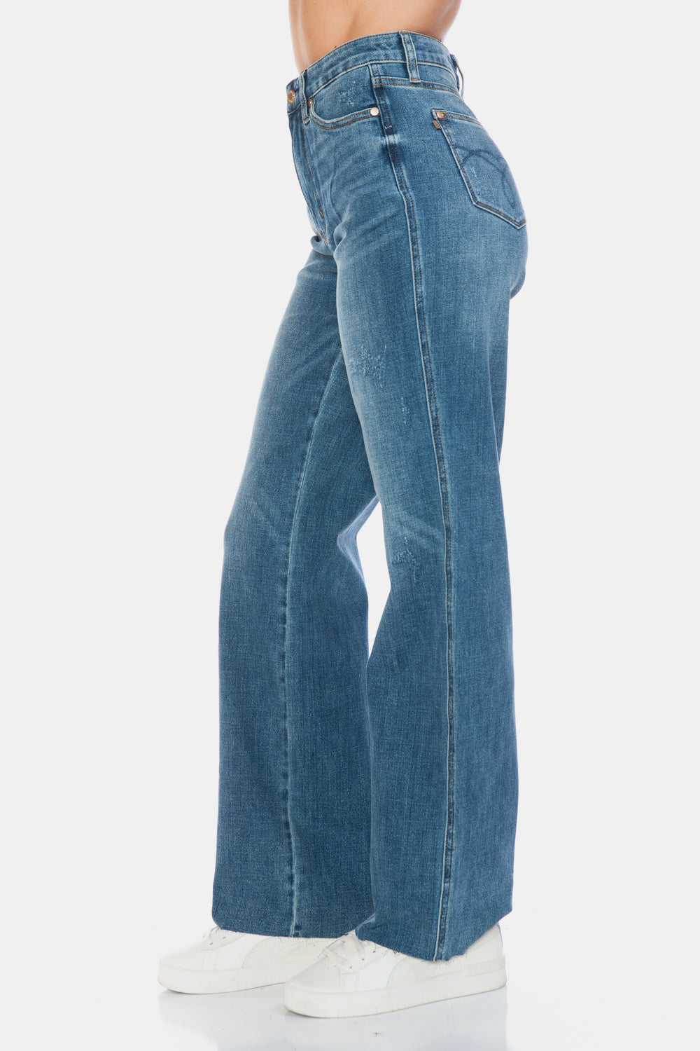 Judy Blue Full Size Tummy Control Cut Raw Hem Straight Jeans - Classique Collection