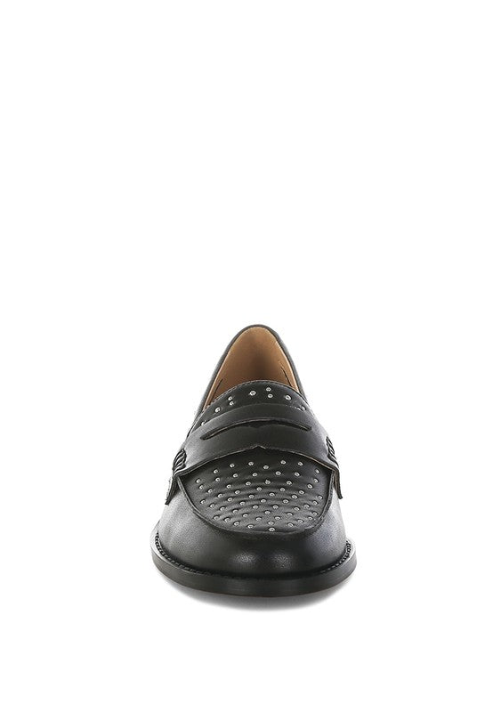 Raisa Stud Embellished Penny Loafers - Classique Collection