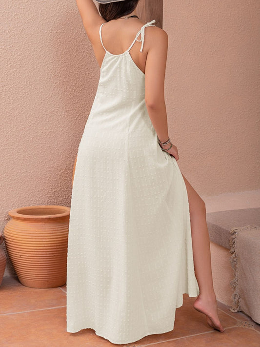Swiss Dot Cutout Sleeveless Maxi Dress - Classique Collection