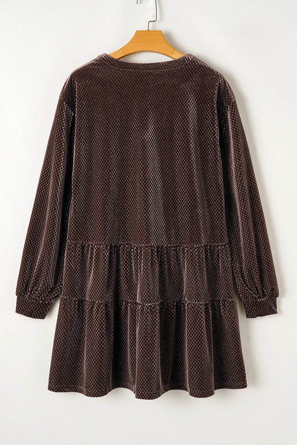 Textured V-Neck Long Sleeve Mini Dress - Classique Collection