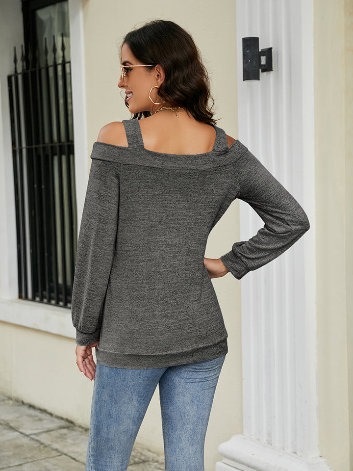Cold Shoulder Cutout Square Neck Blouse - Classique Collection