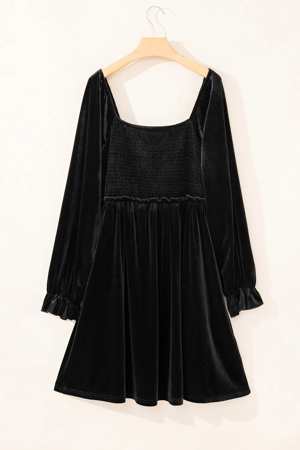Plus Size Smocked Square Neck Long Sleeve Dress - Classique Collection