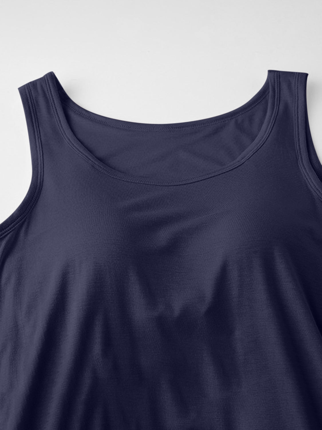 Round Neck Wide Strap Mini Tank Dress with Bra - Classique Collection