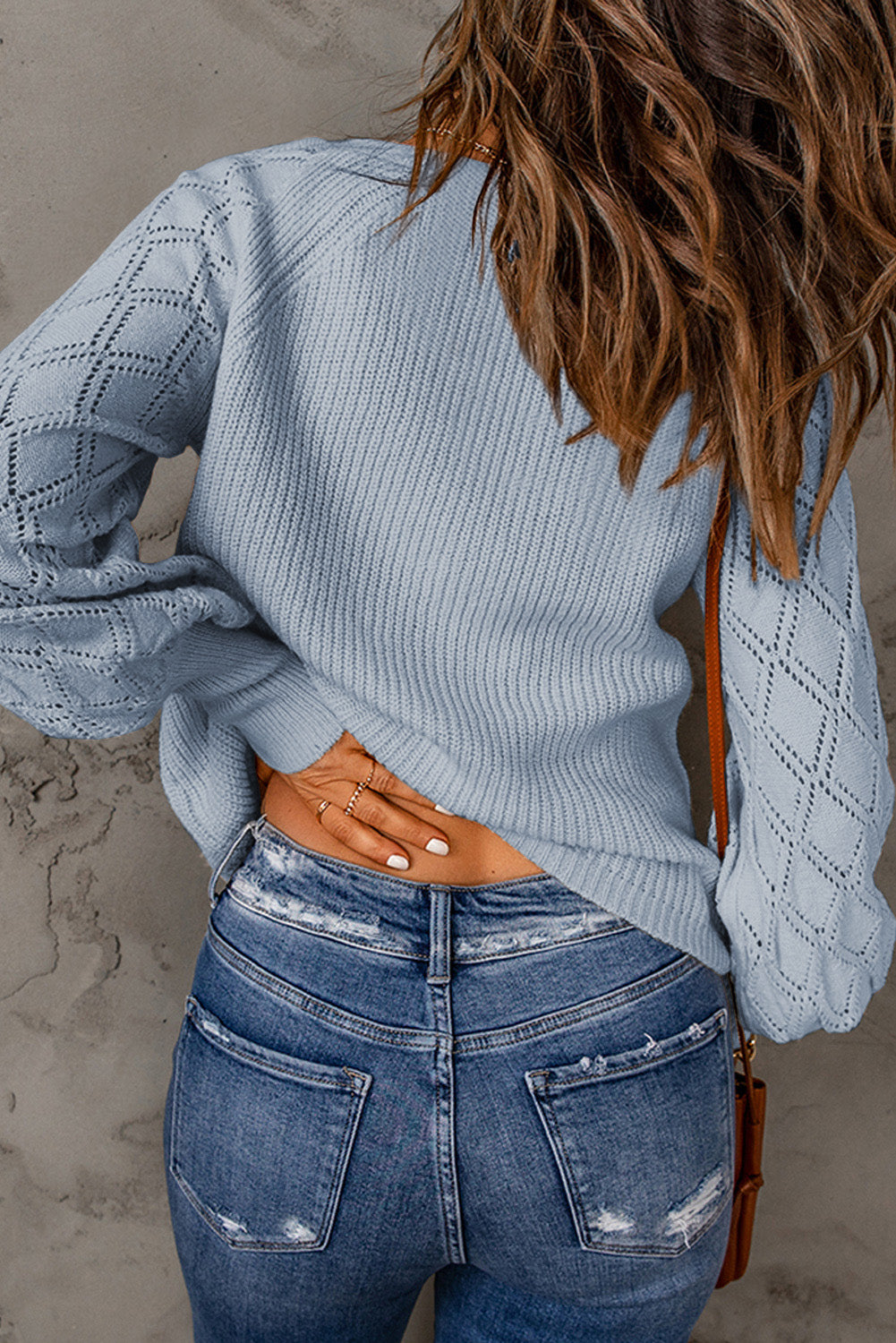 Openwork V-Neck Button Up Cardigan - ClassiQ