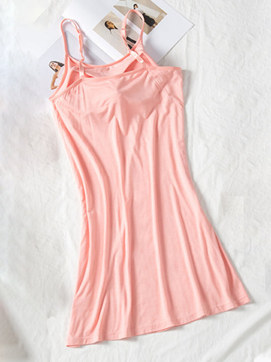 Round Neck Spaghetti Strap Cami Dress with Bra - Classique Collection