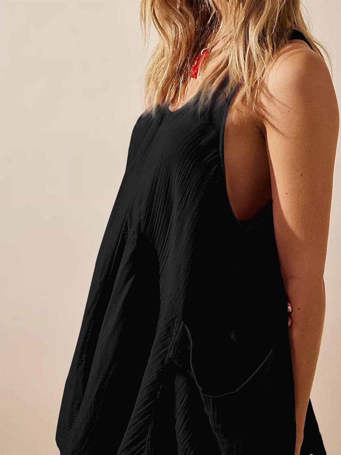Devine Tied Scoop Neck Wide Strap Mini Dress - Classique Collection