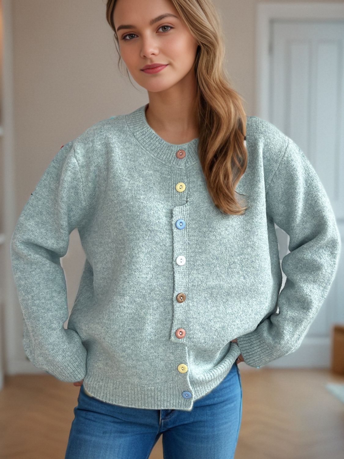 Button Down Long Sleeve Cardigan - ClassiQ