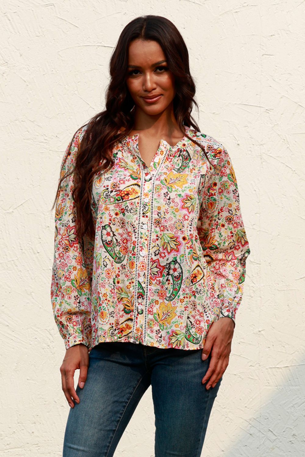 Printed Round Neck Long Sleeve Shirt - Classique Collection