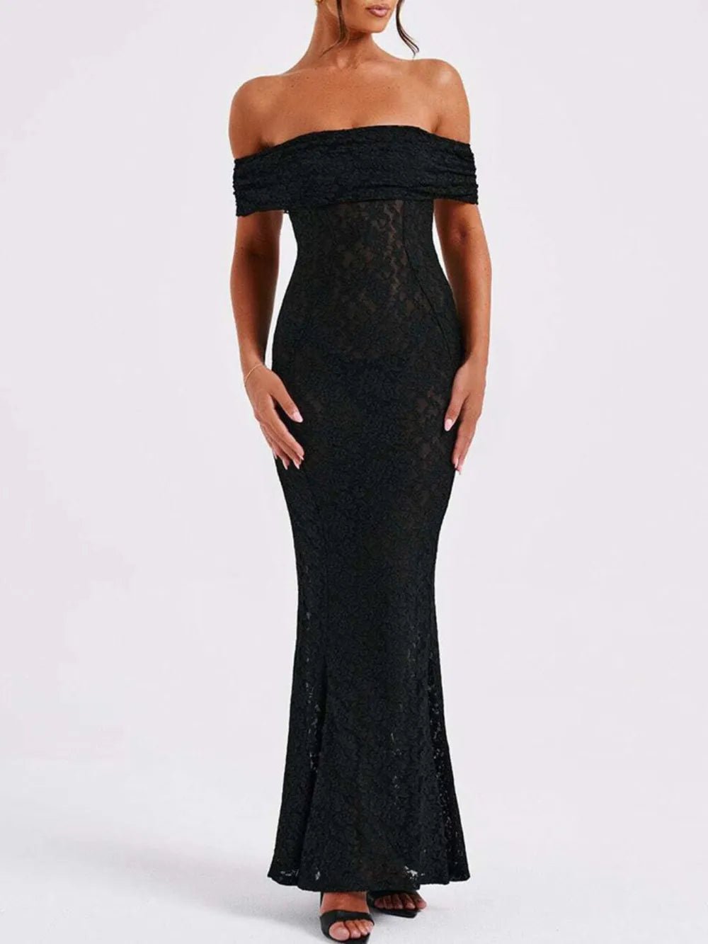 Devine Lace Off - Shoulder Maxi Dress