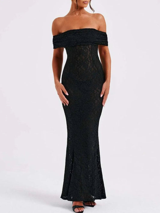 Devine Lace Off - Shoulder Maxi Dress
