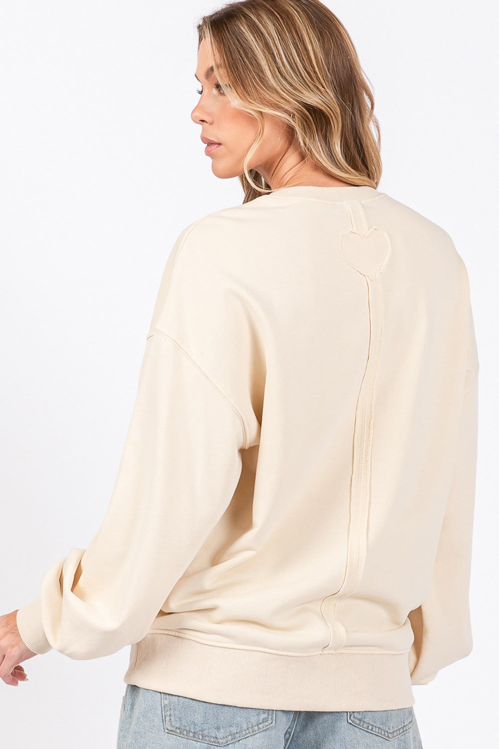 SAGE + FIG LOVE Path Applique Drop Shoulder Sweatshirt - ClassiQ