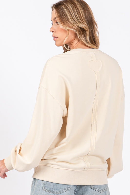 SAGE + FIG LOVE Path Applique Drop Shoulder Sweatshirt - ClassiQ