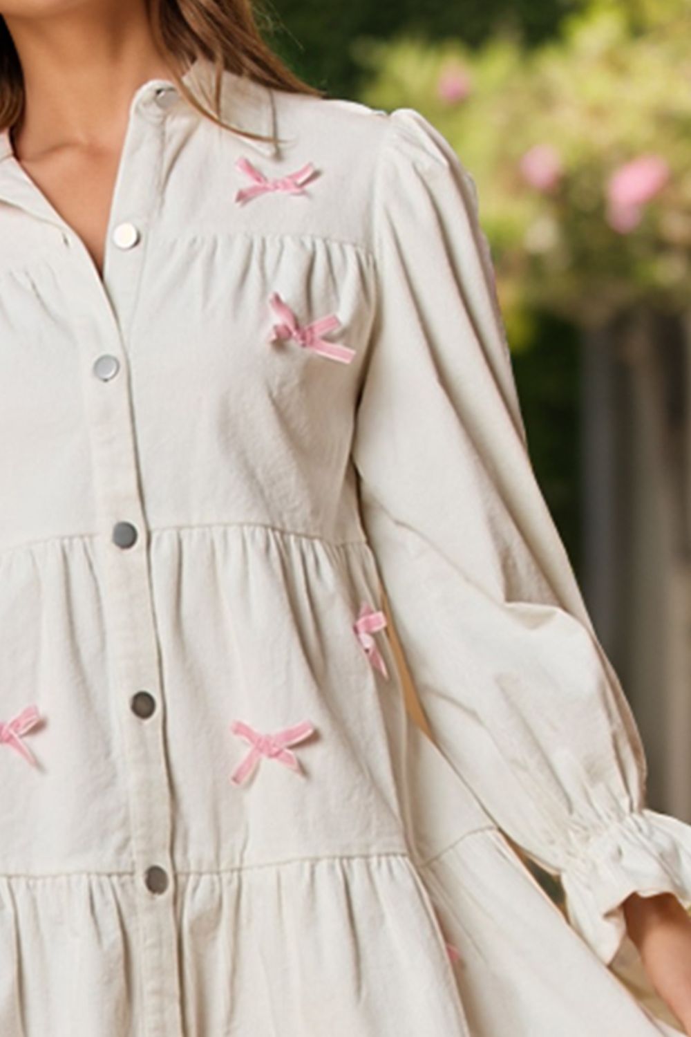 Collared Neck Flounce Sleeve Mini Dress - Classique Collection