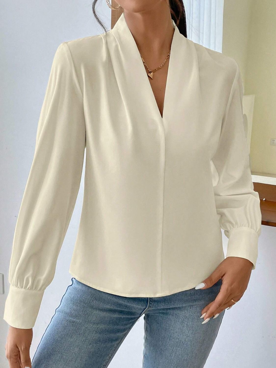 V Neck Long Sleeve Top - Classique Collection