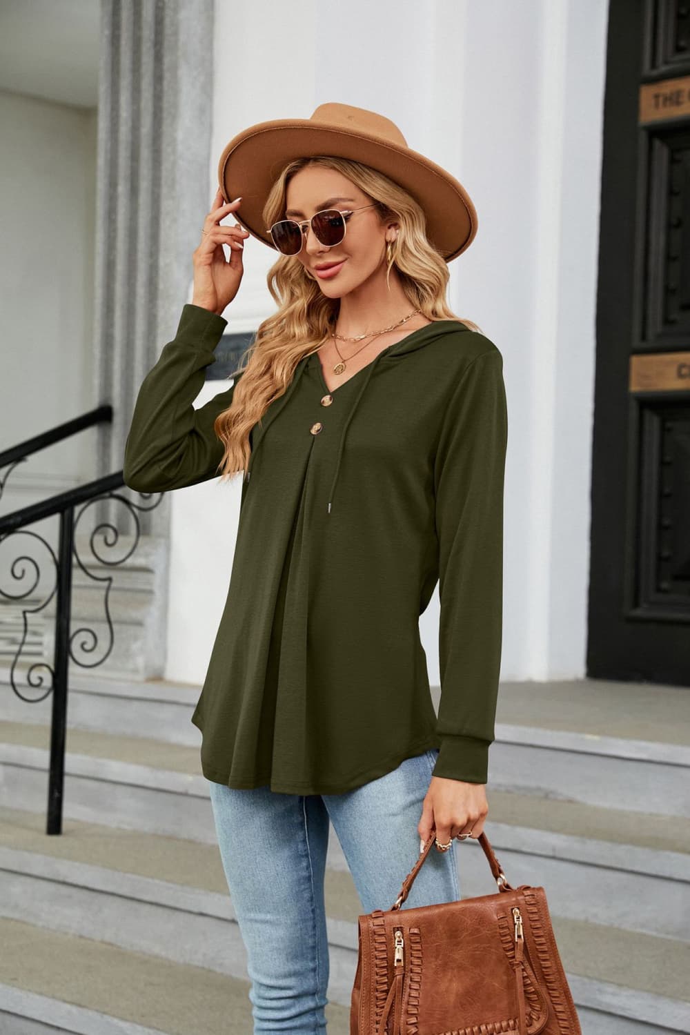 Long Sleeve Hooded Blouse - Classique Collection