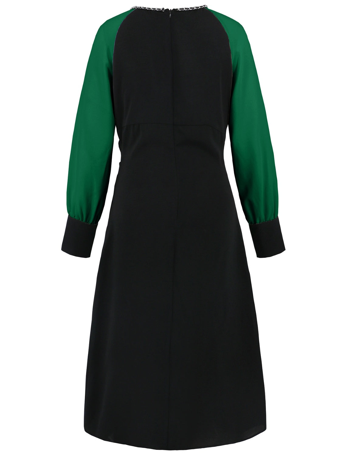 Ruched Contrast Long Sleeve Midi Dress - Classique Collection
