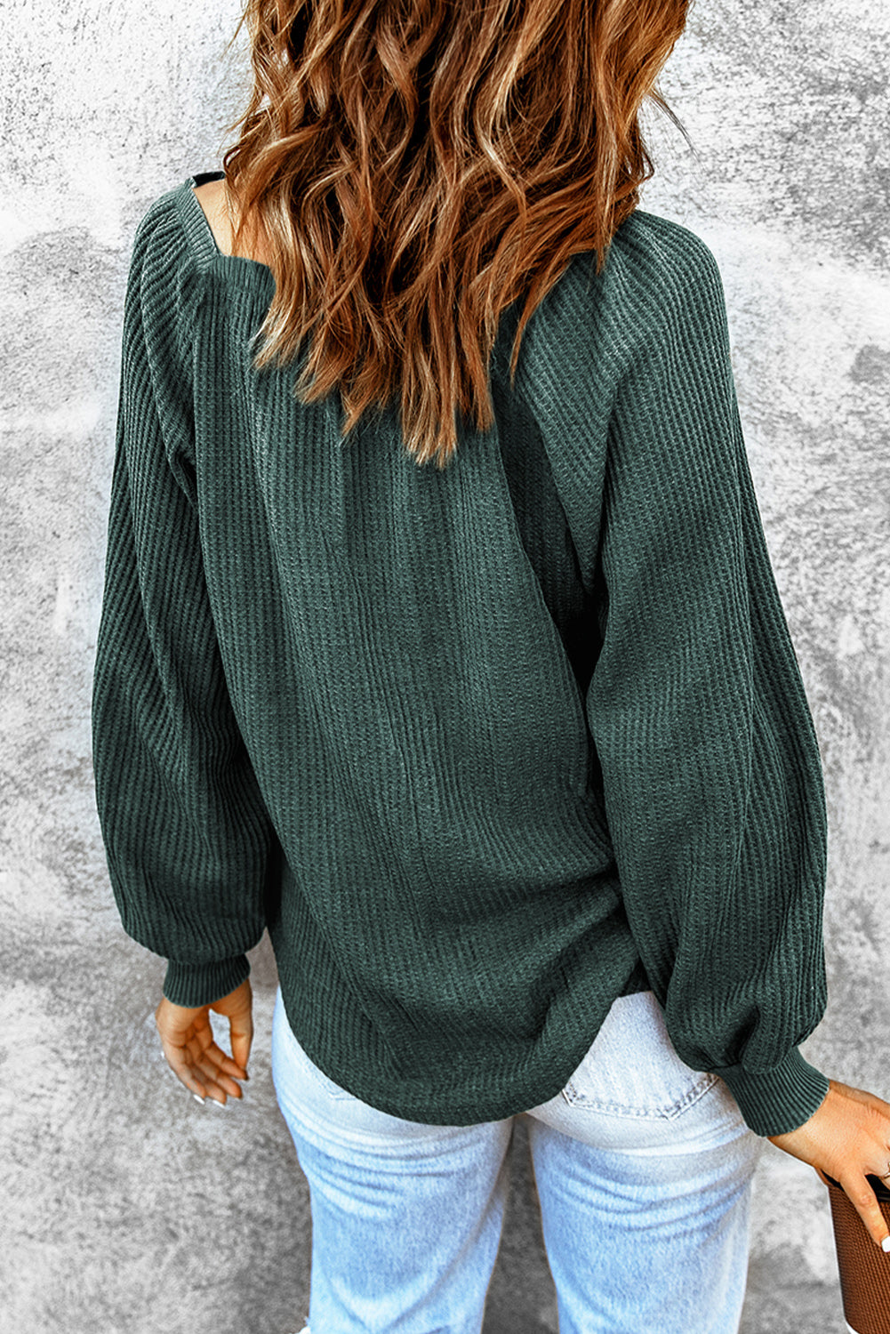 Square Neck Waffle-Knit Top - Classique Collection