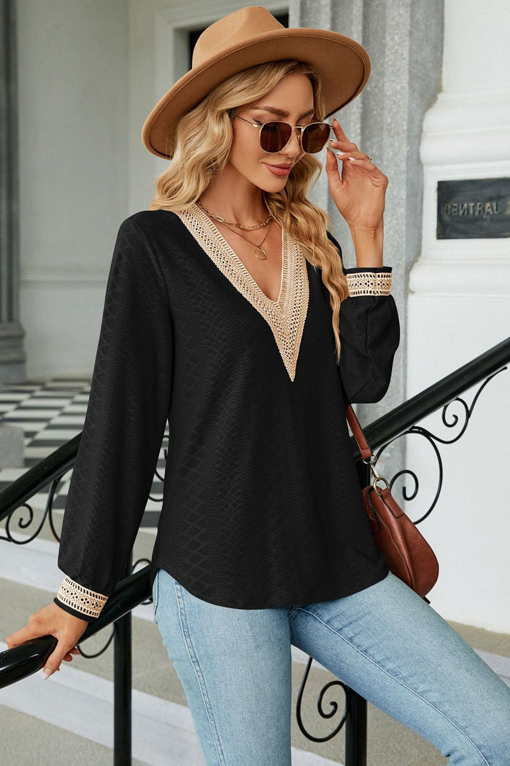 V-Neck Long Sleeve Blouse - Classique Collection