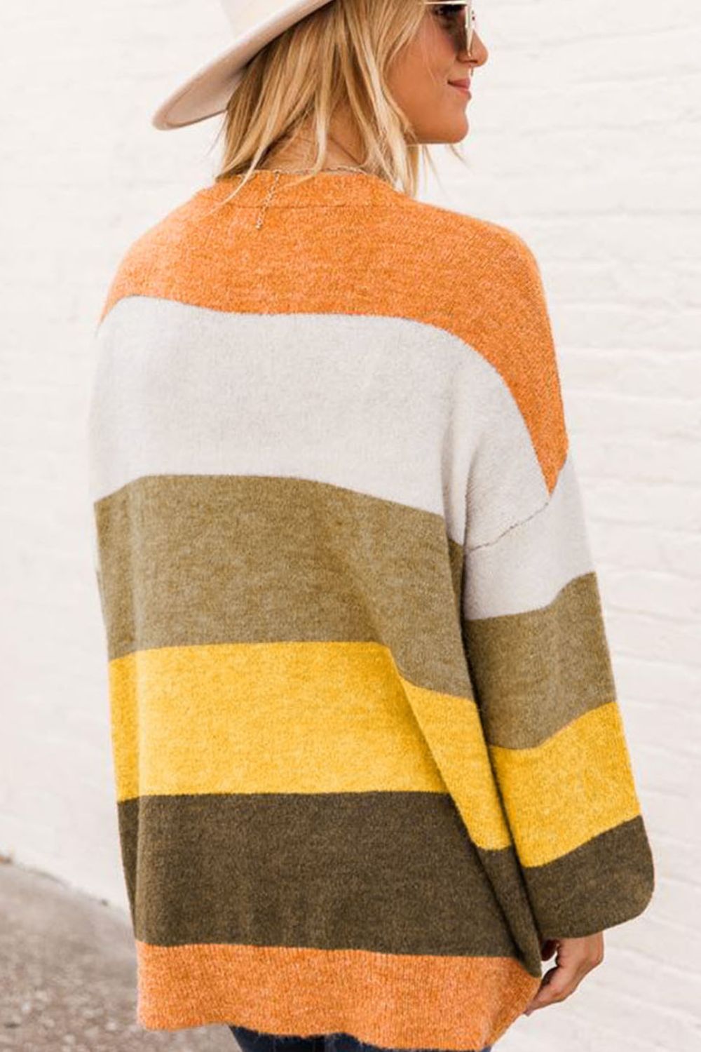 Open Front Color Block Cardigan - ClassiQ