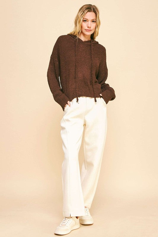 Davi & Dani Drop Shoulder Long Sleeve Hooded Sweater - ClassiQ