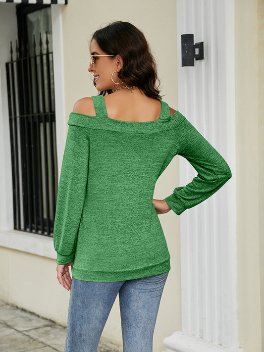 Cold Shoulder Cutout Square Neck Blouse - Classique Collection