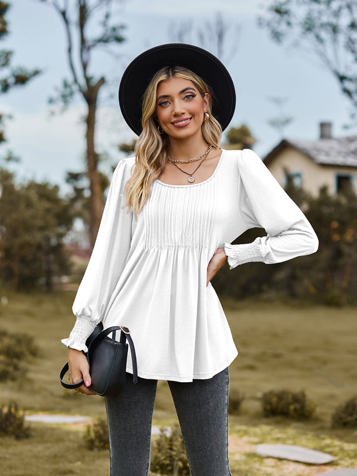 Puff Sleeve Pleated Blouse - Classique Collection