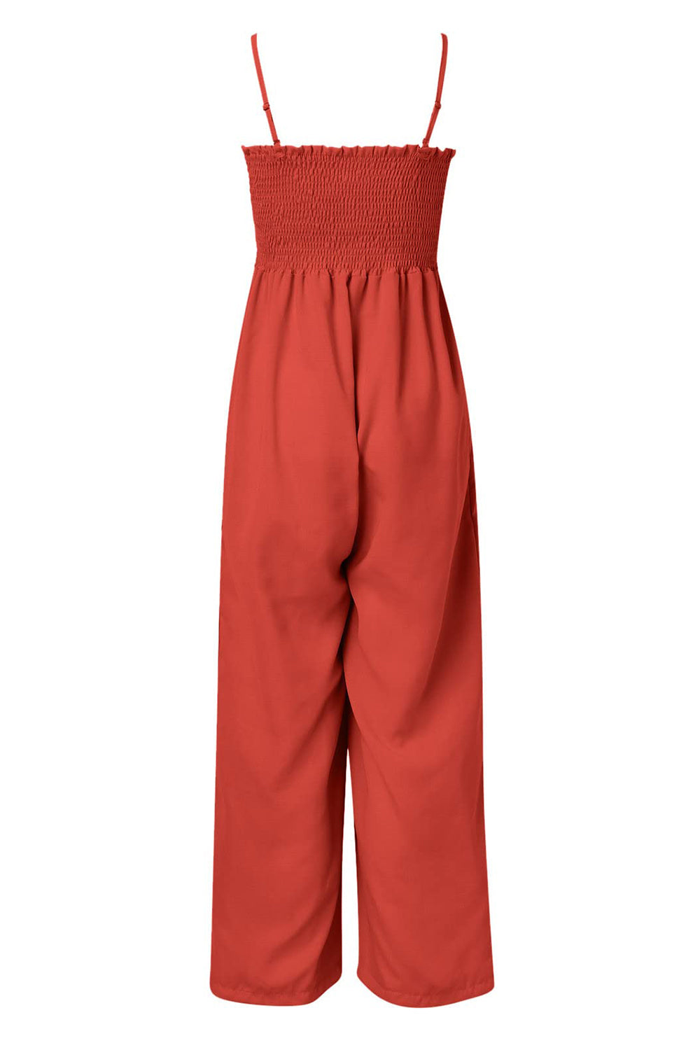 Smocked Spaghetti Strap Wide Leg Jumpsuit - ClassiQ