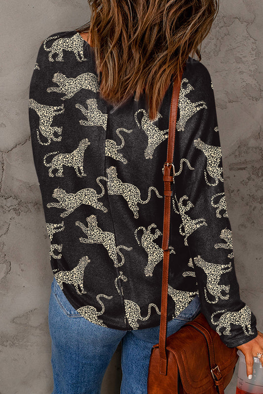 Animal Print Round Neck Top - Classique Collection
