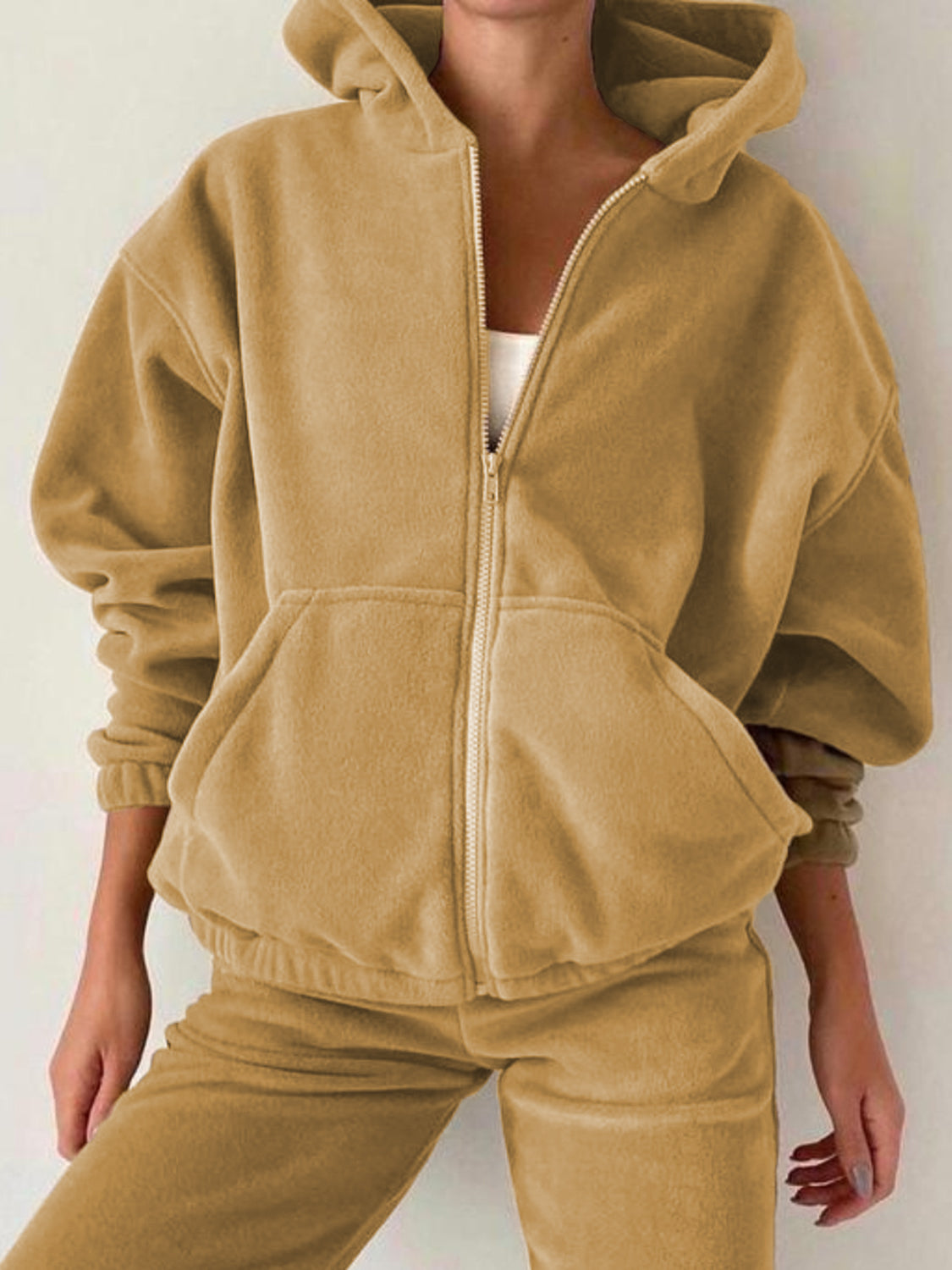 Zip Up Long Sleeve Hoodie and Joggers Set - ClassiQ